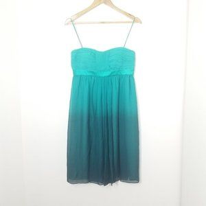 Donna Morgan 100% Silk Teal Ombre Spaghetti Straps Lightweight Evening Dress 6